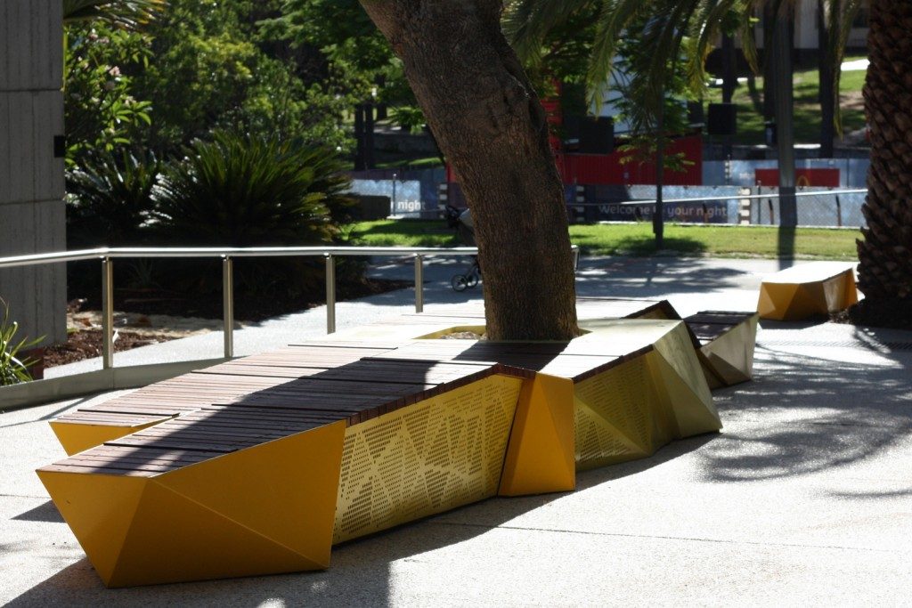 The walkway during the day provides a meeting place for students